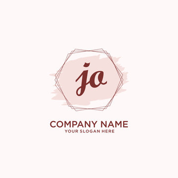Initial JO handwriting Logo, and Brush and hexagon lines template