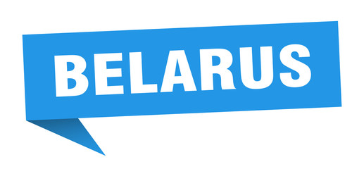 Belarus sticker. Blue Belarus signpost pointer sign