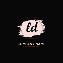 Initial LD handwriting Logo, and Brush and hexagon lines template