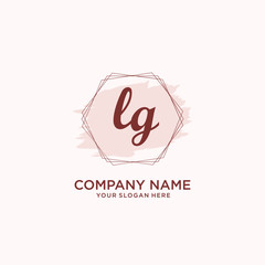 Initial LG handwriting Logo, and Brush and hexagon lines template