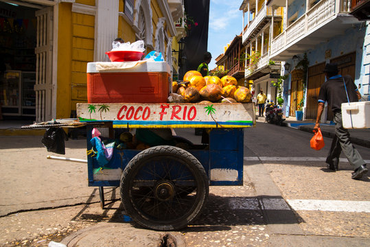 coconut street seller in Cartagena, Colombia
