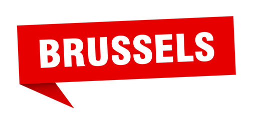 Brussels sticker. Red Brussels signpost pointer sign