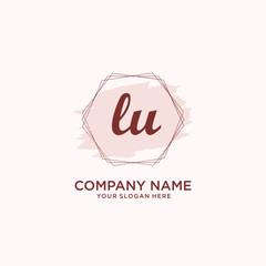 Initial LU handwriting Logo, and Brush and hexagon lines template