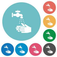 Hand washing flat round icons