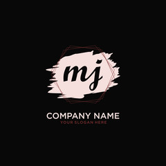 Initial MJ handwriting Logo, and Brush and hexagon lines template