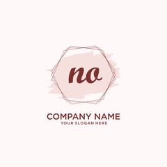 Initial NO handwriting Logo, and Brush and hexagon lines template