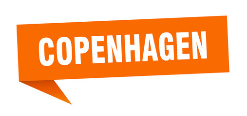 Copenhagen sticker. Orange Copenhagen signpost pointer sign