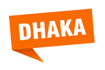 Dhaka sticker. Orange Dhaka signpost pointer sign