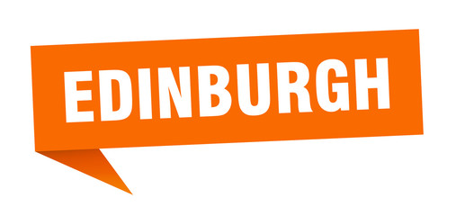 Edinburgh sticker. Orange Edinburgh signpost pointer sign