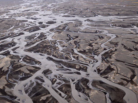 Glacial river pattern& The aerial shot was taken in Iceland from a Cessna plane