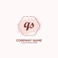 Initial QS handwriting Logo, and Brush and hexagon lines template