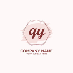 Initial QY handwriting Logo, and Brush and hexagon lines template