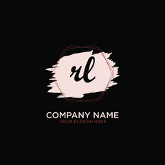 Initial RL handwriting Logo, and Brush and hexagon lines template