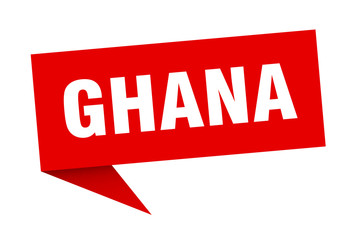 Ghana sticker. Red Ghana signpost pointer sign