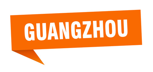 Guangzhou sticker. Orange Guangzhou signpost pointer sign