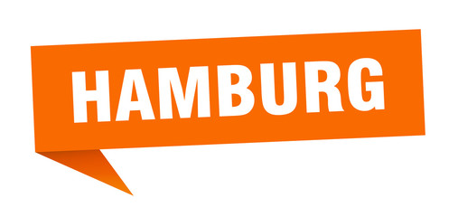 Hamburg sticker. Orange Hamburg signpost pointer sign