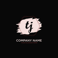 Initial TJ handwriting Logo, and Brush and hexagon lines template
