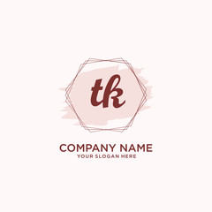 Initial TK handwriting Logo, and Brush and hexagon lines template