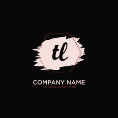 Initial TL handwriting Logo, and Brush and hexagon lines template