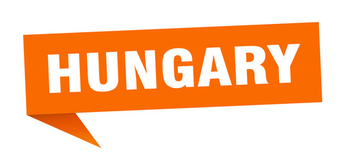 Hungary sticker. Orange Hungary signpost pointer sign