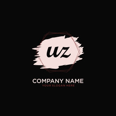 Initial UZ handwriting Logo, and Brush and hexagon lines template