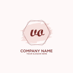 Initial VO handwriting Logo, and Brush and hexagon lines template