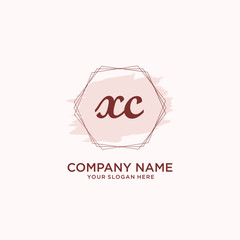 Initial XC handwriting Logo, and Brush and hexagon lines template
