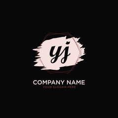Initial YJ handwriting Logo, and Brush and hexagon lines template