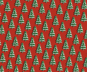 Christmas tree, vector illustration. Green silhouette decoration sign, isolated on blue background. Flat design. Symbol of holiday, Christmas, New Year celebration.