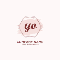 Initial YO handwriting Logo, and Brush and hexagon lines template