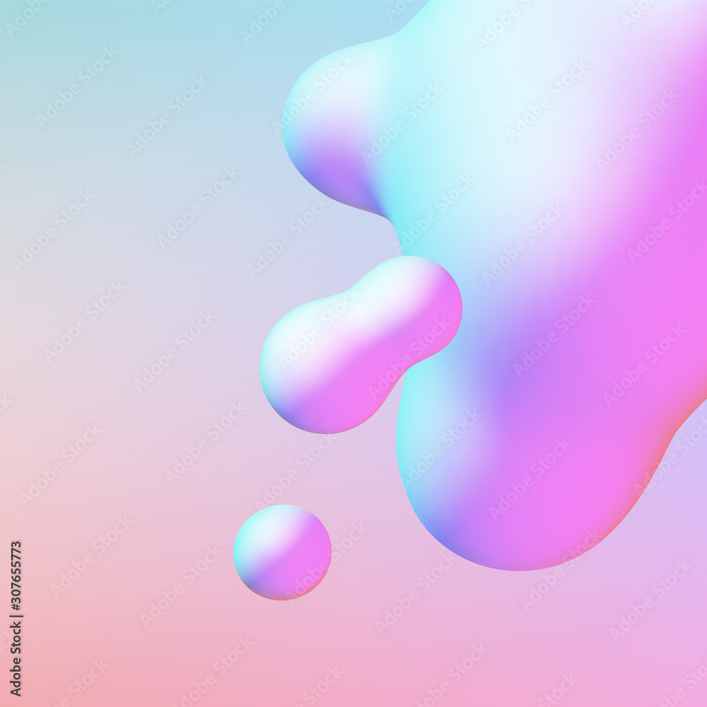 Aufkleber Fluid design liquid blobs with vibrant intense colors abstract background