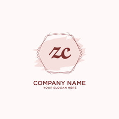 Initial ZC handwriting Logo, and Brush and hexagon lines template