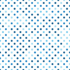 Seamless pattern with circle ornament in blue and light blue on white background