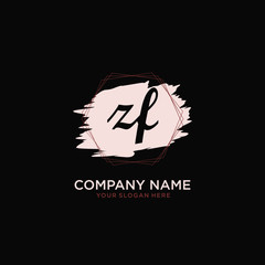 Initial ZF handwriting Logo, and Brush and hexagon lines template