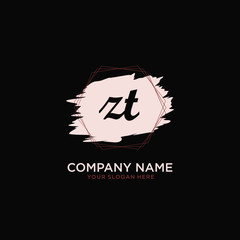 Initial ZT handwriting Logo, and Brush and hexagon lines template