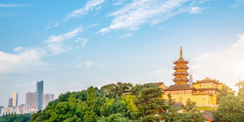 Early morning scenery of Jiming Temple, Nanjing City, Jiangsu Province, China