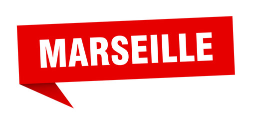 Marseille sticker. Red Marseille signpost pointer sign