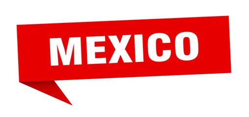 Mexico sticker. Red Mexico signpost pointer sign