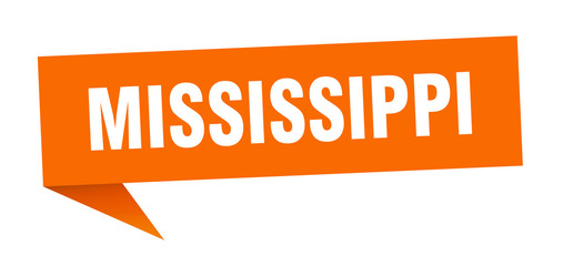 Mississippi sticker. Orange Mississippi signpost pointer sign