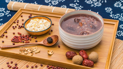 Chinese traditional cuisine Laba porridge and various healthy cereals - obrazy, fototapety, plakaty
