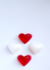 hearts on light background, flatlay, soap bars