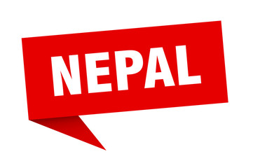 Nepal sticker. Red Nepal signpost pointer sign