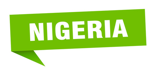 Nigeria sticker. Green Nigeria signpost pointer sign