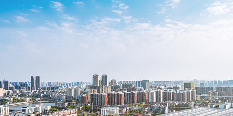 Fototapeta premium The skyline along the Yangtze River in Wuhan, Hubei, China