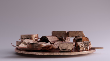 Bronze Gourmet Assorted Cheese Board 3d illustration 3d render	