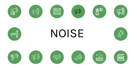 Set of noise icons such as Megaphone, Announce, Amplifier, Horn, Drum , noise