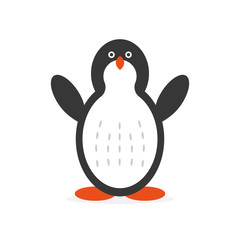 Cute cartoon penguin for Merry Christmas and New Year’s celebration vector illustration.