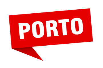 Porto sticker. Red Porto signpost pointer sign