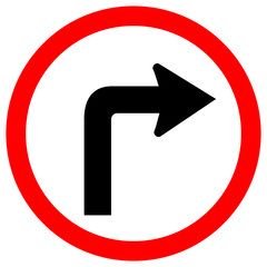 Turn Right Traffic Road Sign, Vector Illustration, Isolate On White Background Label .EPS10