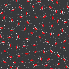 Fototapeta na wymiar Santa Claus Christmas red hat seamless pattern background. Cute cartoon doodle vector illustration